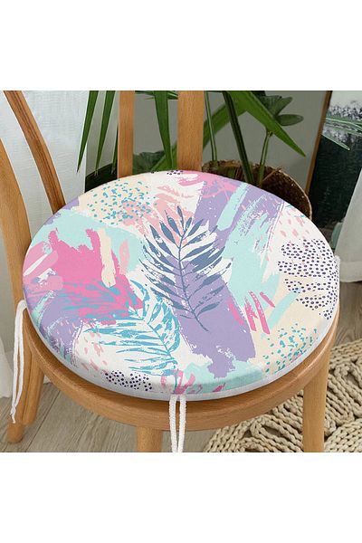 Realhomes Watercolor Leaves Special Design Modern Round Zippered Chair Cushion