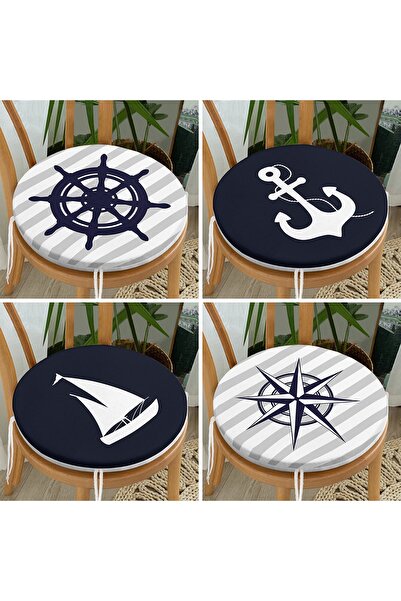 Realhomes Σετ 4 μοντέρνα στρογγυλά μαξιλάρια καρέκλας με φερμουάρ με μοτίβο ν...