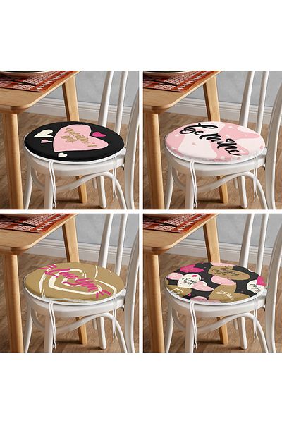 Realhomes 4-Piece Valentine's Day Concept Special Design Modern Combination Round Zipper Chair Cushion Set