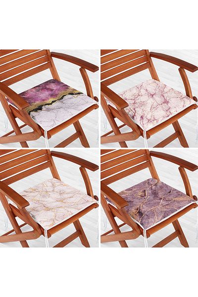 Realhomes Colorful Marble Zippered Chair Cushion Set of 4