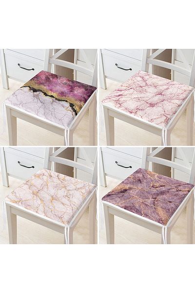 Realhomes Colorful Marble Zippered Chair Cushion Set of 4