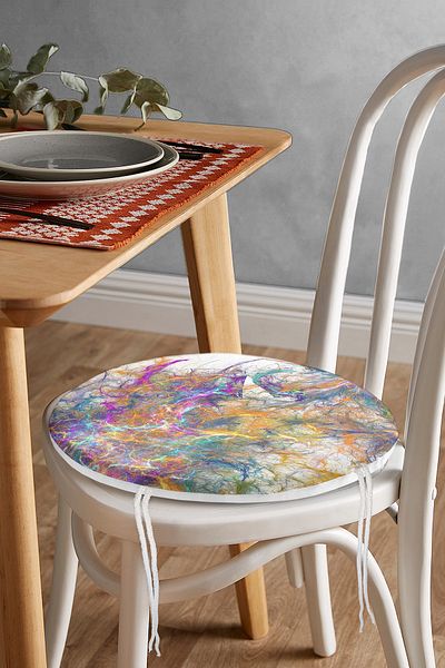 Realhomes Watercolor Patterned Digital Printed Modern Round Zippered Chair Cushion