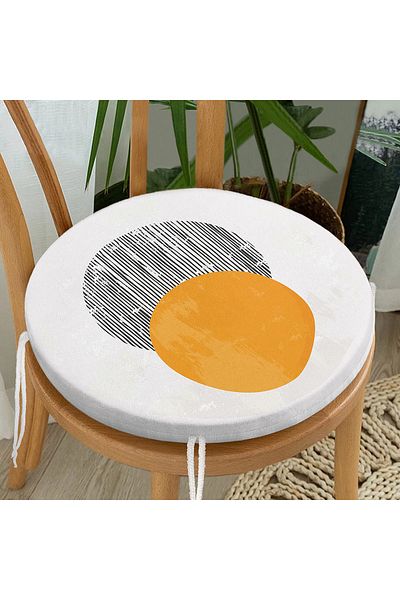 Realhomes Art Sun Themed Digital Printed Modern Round Zippered Chair Cushion