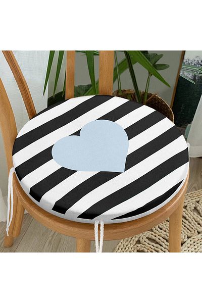 Realhomes Modern Heart Pattern Digital Printed Round Zippered Chair Cushion