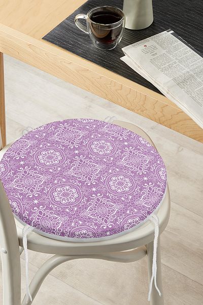 Realhomes Damask Figured Special Design Digital Printed Modern Round Zippered Chair Cushion