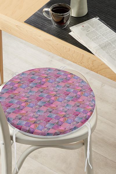 Realhomes Geometric Powder Colors Modern Designed Round Zippered Chair Cushion