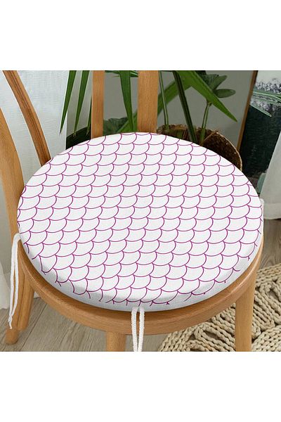 Realhomes Purple Geometric Patterned Digital Printed Round Zippered Chair Cushion