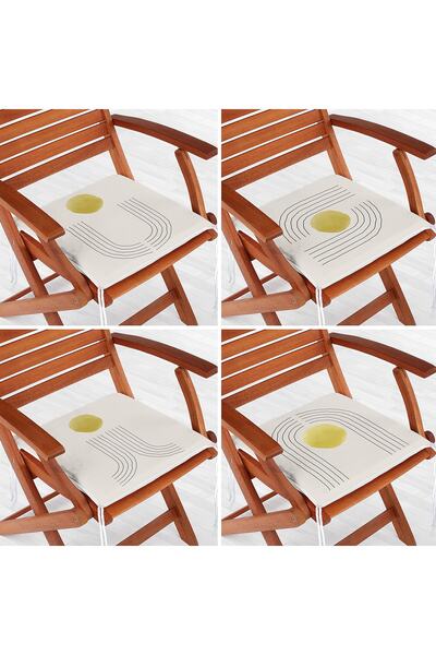 Realhomes Набір з 4-х стільців з кремовою основою та смугастим візерунком, на...