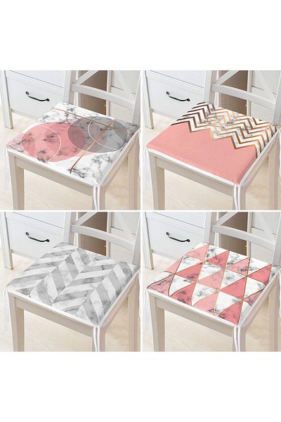 Realhomes Set of 4 Digital Printed Decorative Zippered Chair Cushions
