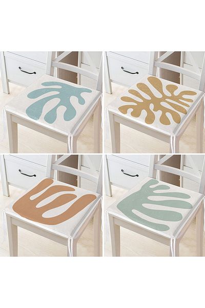 Realhomes 4-Piece Modern Zippered Chair Cushion Set with Onedraw Drawing on Colorful Floor