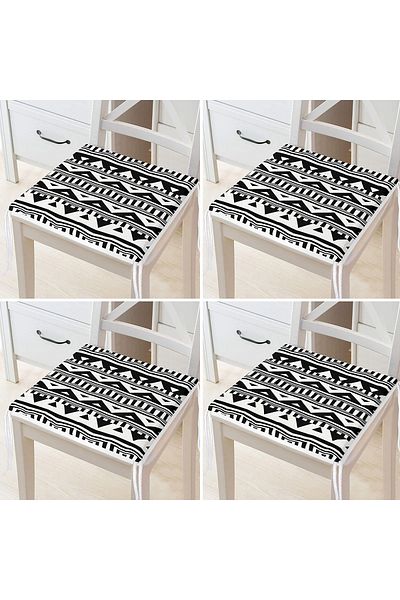 Realhomes 4-Piece Special Design Scandinavian Design Digital Printed Modern Zippered Chair Cushion Set