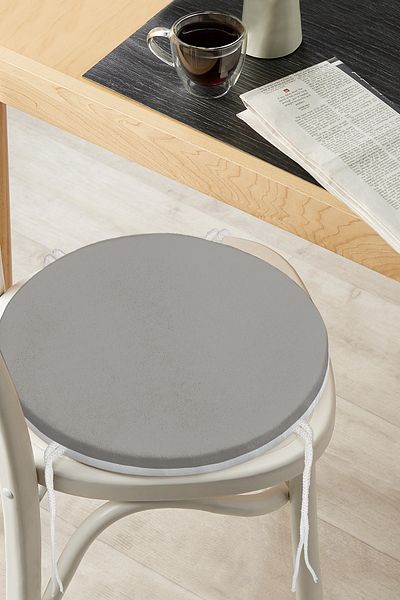 Realhomes Gray Digital Printed Round Zippered Chair Cushion