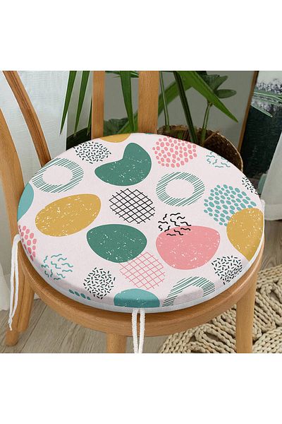 Realhomes Digital Printed Modern Round Zippered Chair Cushion with Artistic Modern Design