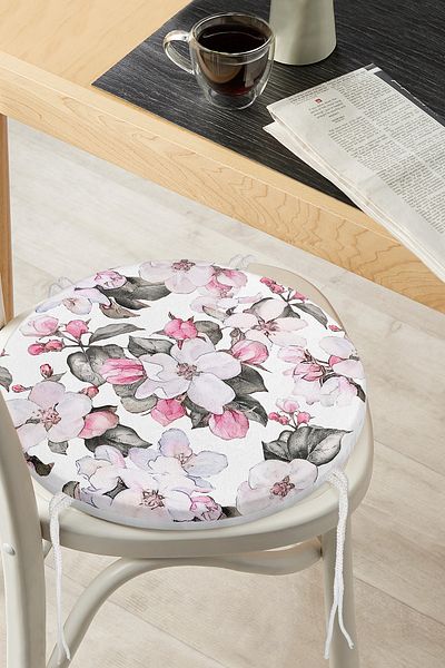 Realhomes Bulk Cross Stitch Flower Digital Printed Round Zippered Chair Cushion