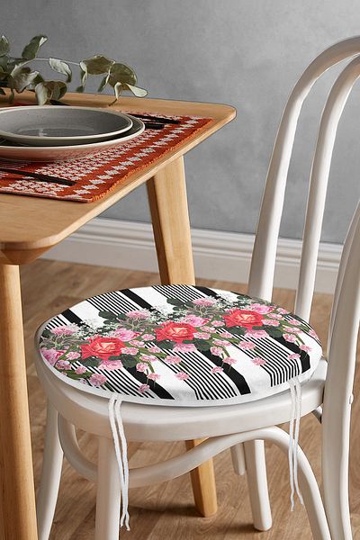 Realhomes Sheet Music Themed Digital Printed Round Zippered Chair Cushion