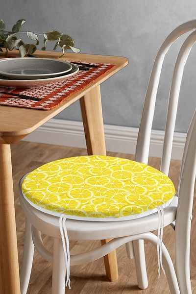 Realhomes Lemon Concept Custom Design 3D Round Zippered Chair Cushion