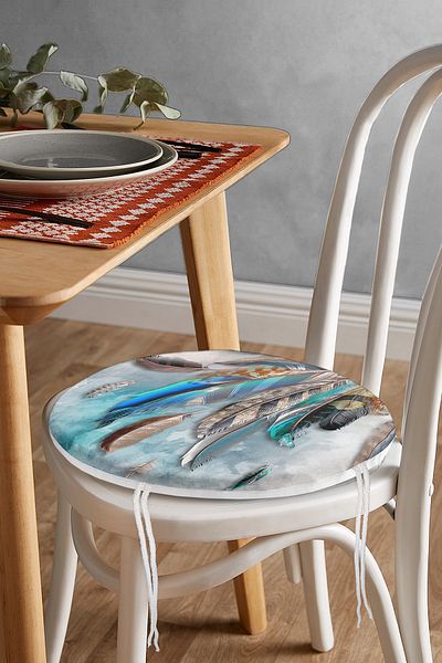 Realhomes Modern Round Zippered Chair Cushion with Feather Design