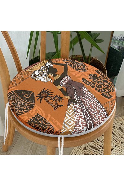 Realhomes Dish Arabian Women's Motif Round Zippered Chair Cushion