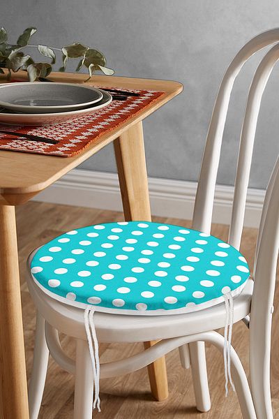 Realhomes Polka Dot Digital Printed Round Zippered Chair Cushion