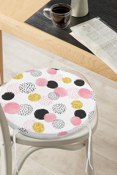 Realhomes Circular Motif Digital Printed Modern Round Zippered Chair Cushion