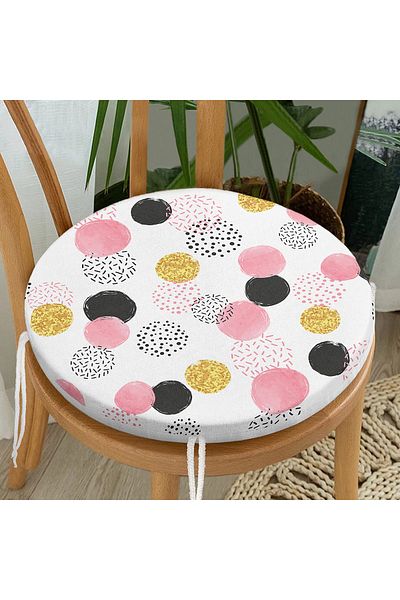Realhomes Circular Motif Digital Printed Modern Round Zippered Chair Cushion