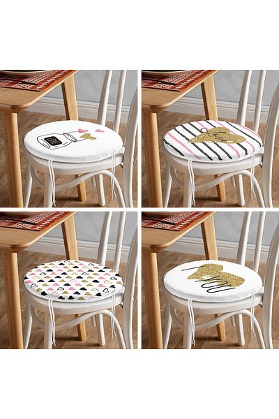 Realhomes 4-Piece Valentine's Day Concept Special Design Modern Combination Round Zipper Chair Cushion Set