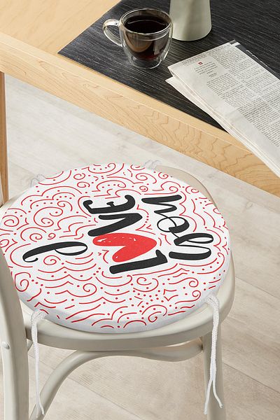 Realhomes Valentine's Day Themed Special Design Digital Printed Modern Round Zippered Chair Cushion