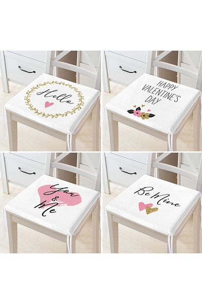 Realhomes 4-Piece Valentine's Day Concept Special Design Modern Combination Zippered Chair Cushion Set