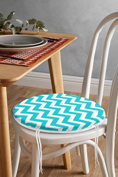 Realhomes Zigzag Pattern Digital Printed Round Zippered Chair Cushion