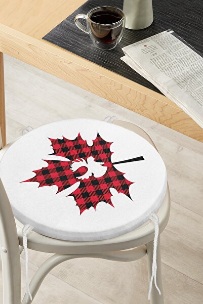 Realhomes Крісло з цифровим принтом у вигляді картатого листя та круглим заст...