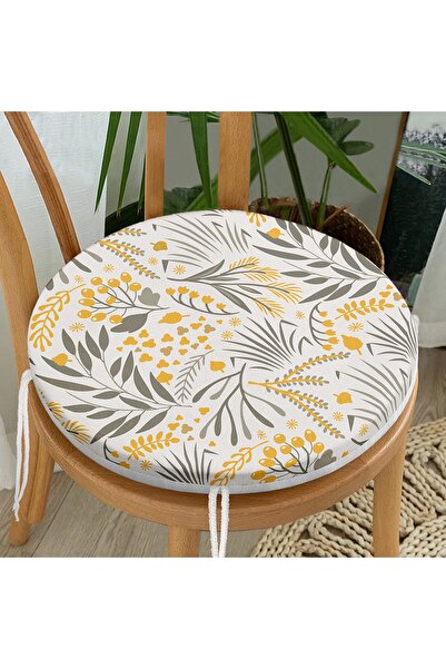 Realhomes Сучасна кругла подушка для стільця з цифровим принтом у вигляді кві...