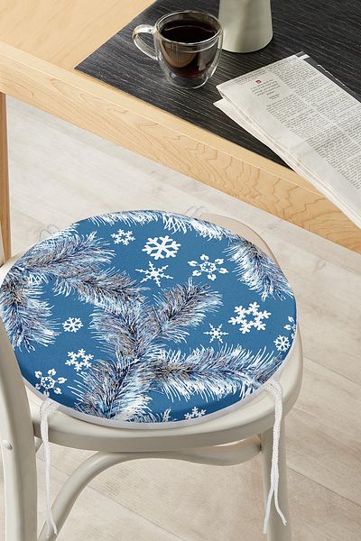 Realhomes Digital Printed Modern Round Zippered Chair Cushion with Snowflake Pattern on Colorful Floor