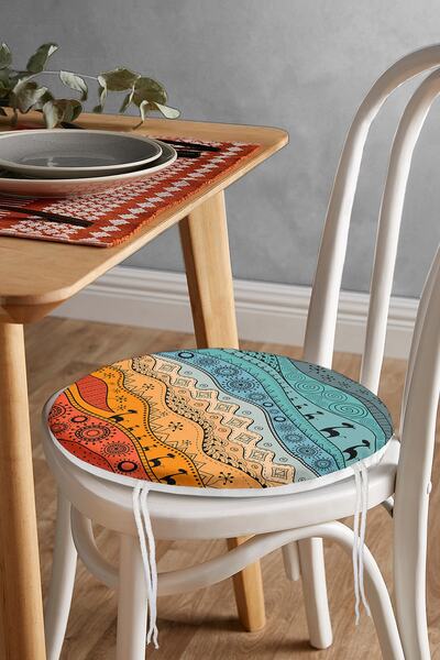 Realhomes Етнічний дизайн з цифровим принтом, сучасна кругла подушка для стіл...