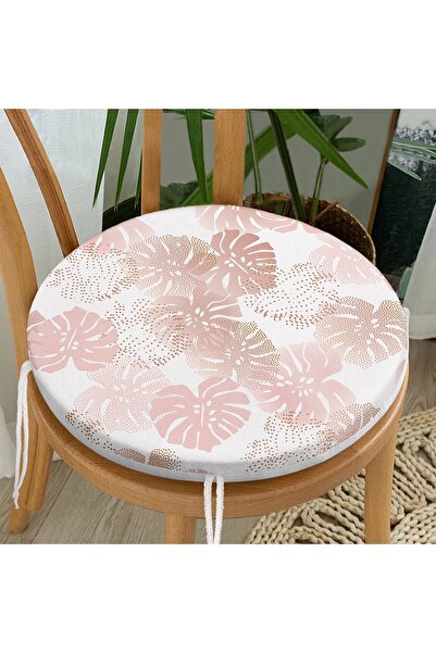 Realhomes Сучасна кругла подушка для стільця з рожевим тропічним візерунком н...