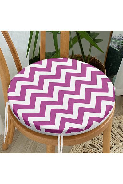 Realhomes Modern Zigzag Patterned Digital Printed Round Zippered Chair Cushion