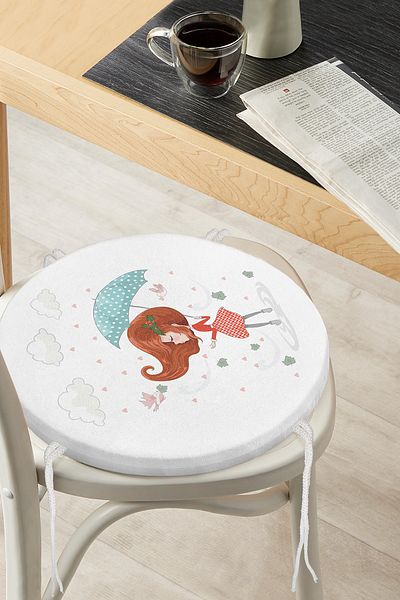Realhomes Fashion Girl Digital Printed Modern Round Zippered Chair Cushion