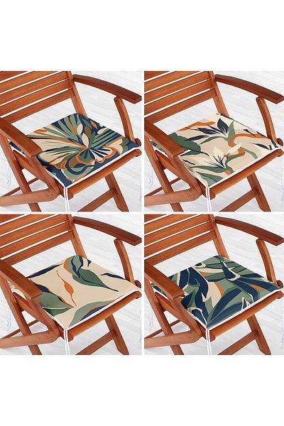 Realhomes Set of 4 Marbling Patterned Digital Printed Zippered Chair Cushions