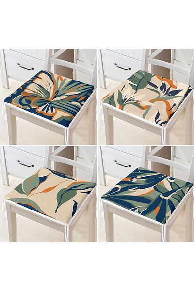 Realhomes Set of 4 Marbling Patterned Digital Printed Zippered Chair Cushions