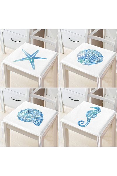 Realhomes Set of 4 Sea Creatures Concept Decorative Zippered Chair Cushions