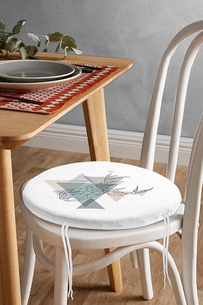 Realhomes Modern Digital Printed Round Zippered Chair Cushion with Deer Drawing