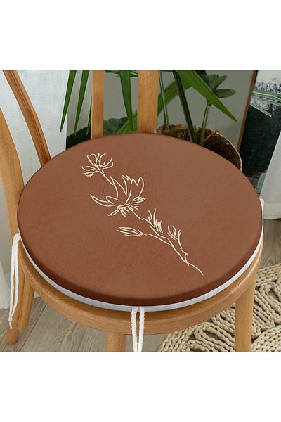 Realhomes Coffee Floor Minimalist Drawing Digital Printed Modern Round Zippered Chair Cushion