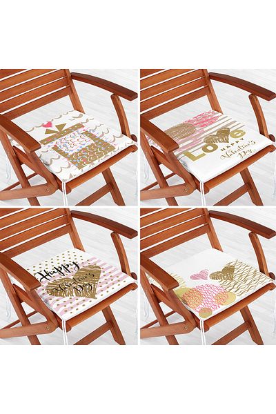 Realhomes 4-Piece Valentine's Day Concept Special Design Modern Combination Zippered Chair Cushion Set