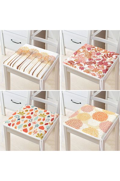 Realhomes Set of 4 Autumn Leaves Special Design Colorful Zippered Chair Cushions