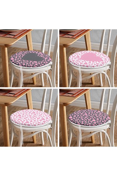 Realhomes 4-Piece Valentine's Day Concept Special Design Modern Combination Round Zipper Chair Cushion Set