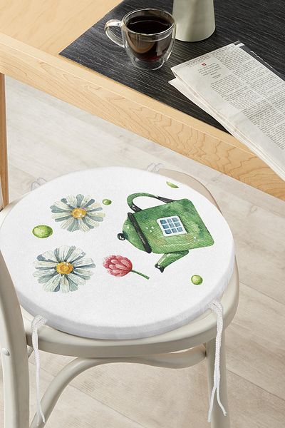 Realhomes Custom Design Modern Digital Printed Round Zippered Chair Cushion