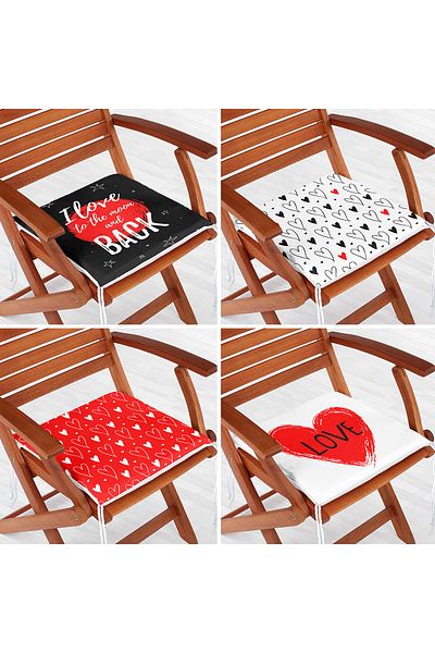 Realhomes 4-Piece Valentine's Day Concept Special Design Modern Combination Zippered Chair Cushion Set