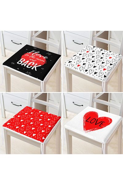 Realhomes 4-Piece Valentine's Day Concept Special Design Modern Combination Zippered Chair Cushion Set