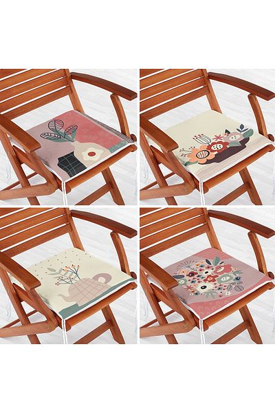 Realhomes 4 Type Colorful Floor Modern Patterned Vase Fastener Chair Cushion Set
