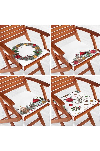 Realhomes 4-Piece New Year's Special Design Digital Printed Modern Zippered Chair Cushion Set