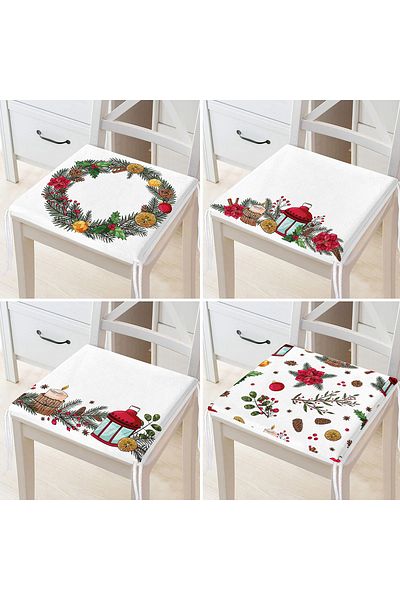 Realhomes 4-Piece New Year's Special Design Digital Printed Modern Zippered Chair Cushion Set